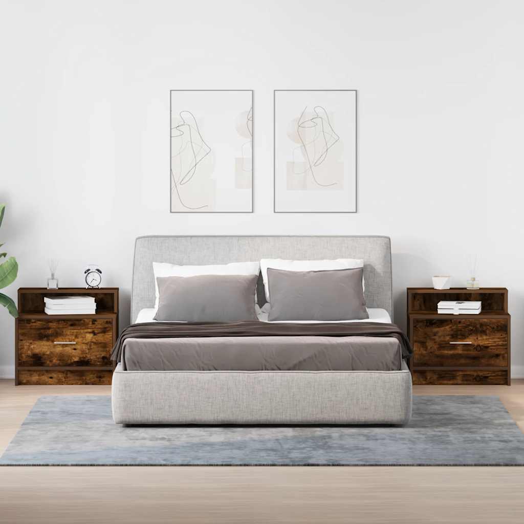 Comodini con Cassetto 2 pz Rovere Fumo 51x31x47 cm