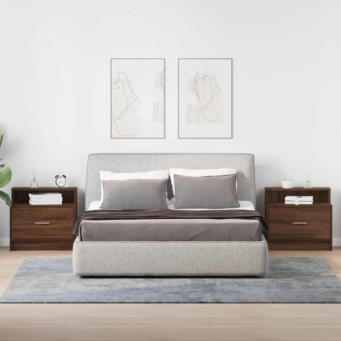 Comodini con Cassetto 2 pz Rovere Marrone 51x31x47 cm 858681