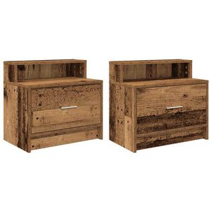 Comodini con Cassetto 2 pz-Set di 2 Tavolino da notte in Legno Antico 51x31x47 cm
