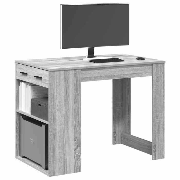 vidaXL Scrivania con Cassetto Ripiano Grigio Sonoma Legno Multistrato