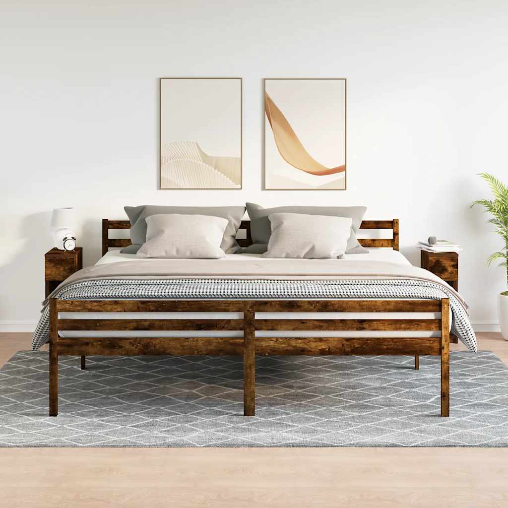 Comodini con Cassetto 2 pz-Set di 2 Tavolino da notte Rovere Fumo 20x36x60 cm