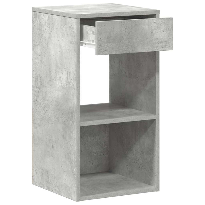 Comodino con Cassetto Grigio Cemento 35x34x66,5 cm 858719