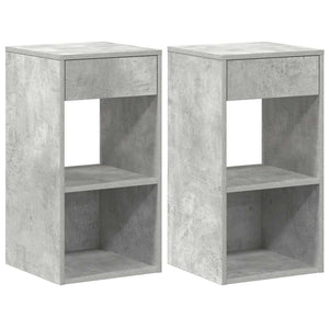 Comodini con Cassetto 2 pz-Set di 2 Tavolino da notte Grigio Cemento 35x34x66,5 cm