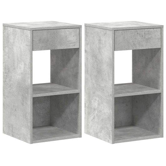 Comodini con Cassetto 2 pz-Set di 2 Tavolino da notte Grigio Cemento 35x34x66,5 cm