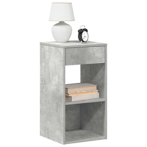 Comodini con Cassetto 2 pz-Set di 2 Tavolino da notte Grigio Cemento 35x34x66,5 cm