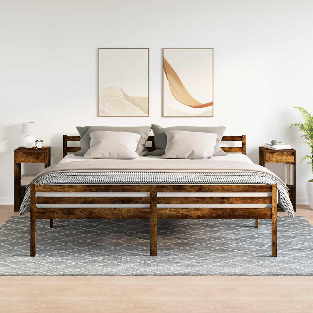 vidaXL Comodini con Cassetto 2 pz Rovere Fumo 35x34x66,5 cm