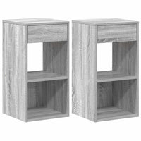 Comodini con Cassetto 2 pz-Set di 2 Tavolino da notte Grigio Sonoma 35x34x66,5 cm