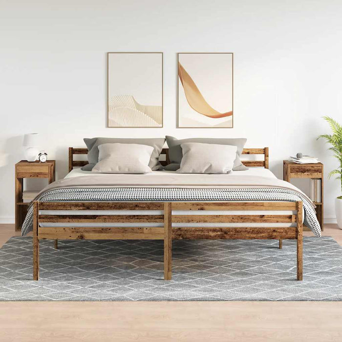 vidaXL Comodini con Cassetto 2 pz Legno Antico 35x34x66,5 cm