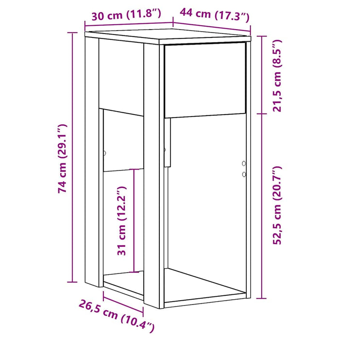 Supporto a Torre per Computer con Cassetto Nero 30x44x74 cm 858732