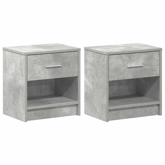 Comodini 2 pz con Cassetto Grigio Cemento 39x28x41 cm 858756