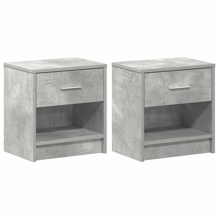 Comodini 2 pz con Cassetto Grigio Cemento 39x28x41 cm 858756