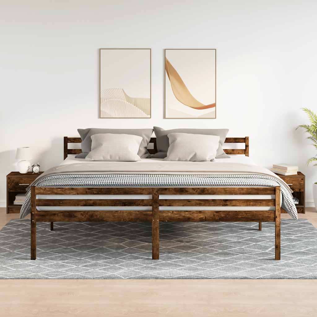 Comodini 2 pz con Cassetto Rovere Fumo 39x28x41 cm