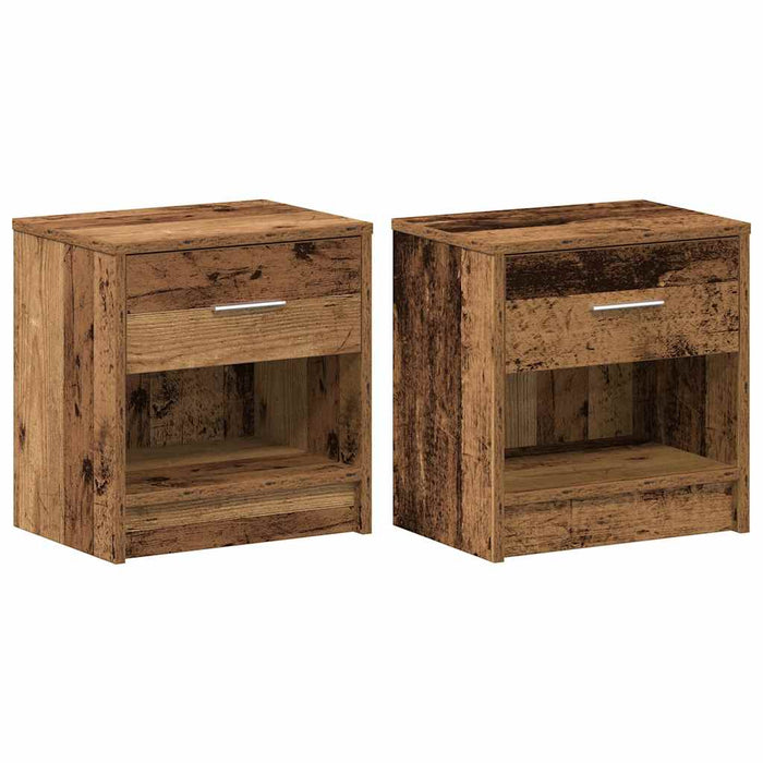 Comodini 2 pz con Cassetto Legno Antico 39x28x41 cm 858764