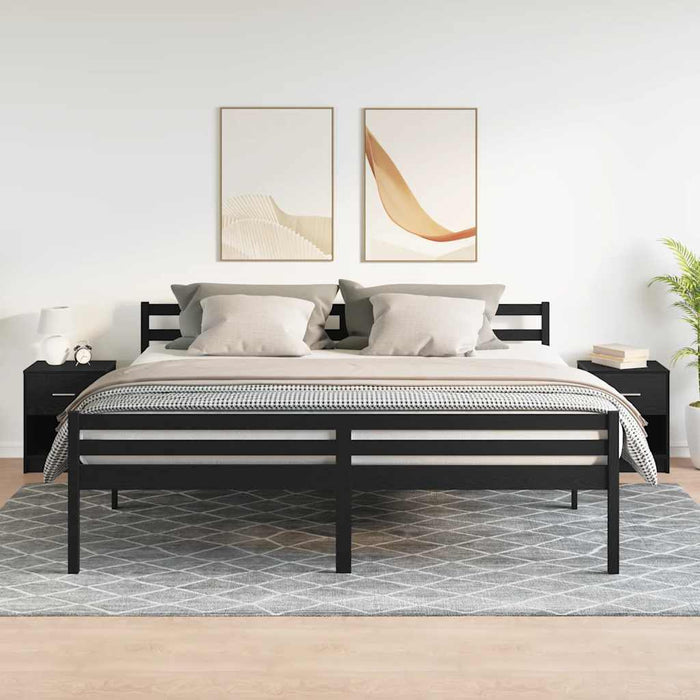 Comodini 2 pz con Cassetto Nero 40x34x50 cm