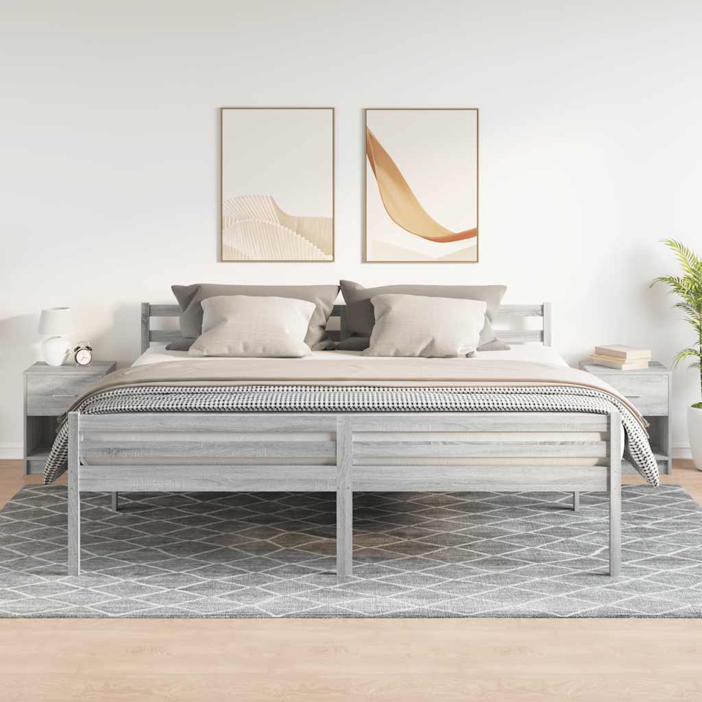 Comodini 2 pz con Cassetto Grigio Sonoma 40x34x50 cm