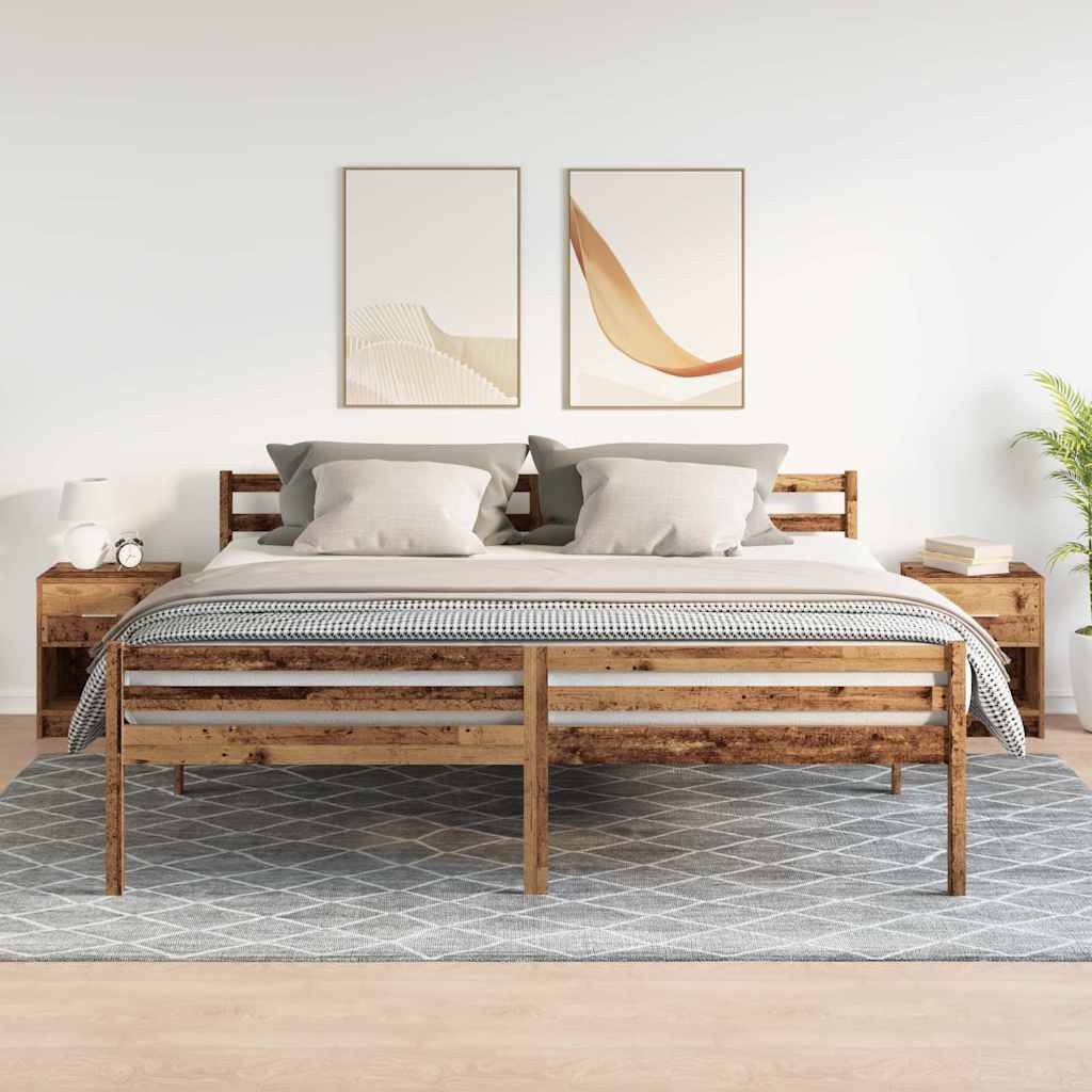 Comodini 2 pz con Cassetto Legno Antico 40x34x50 cm 858782