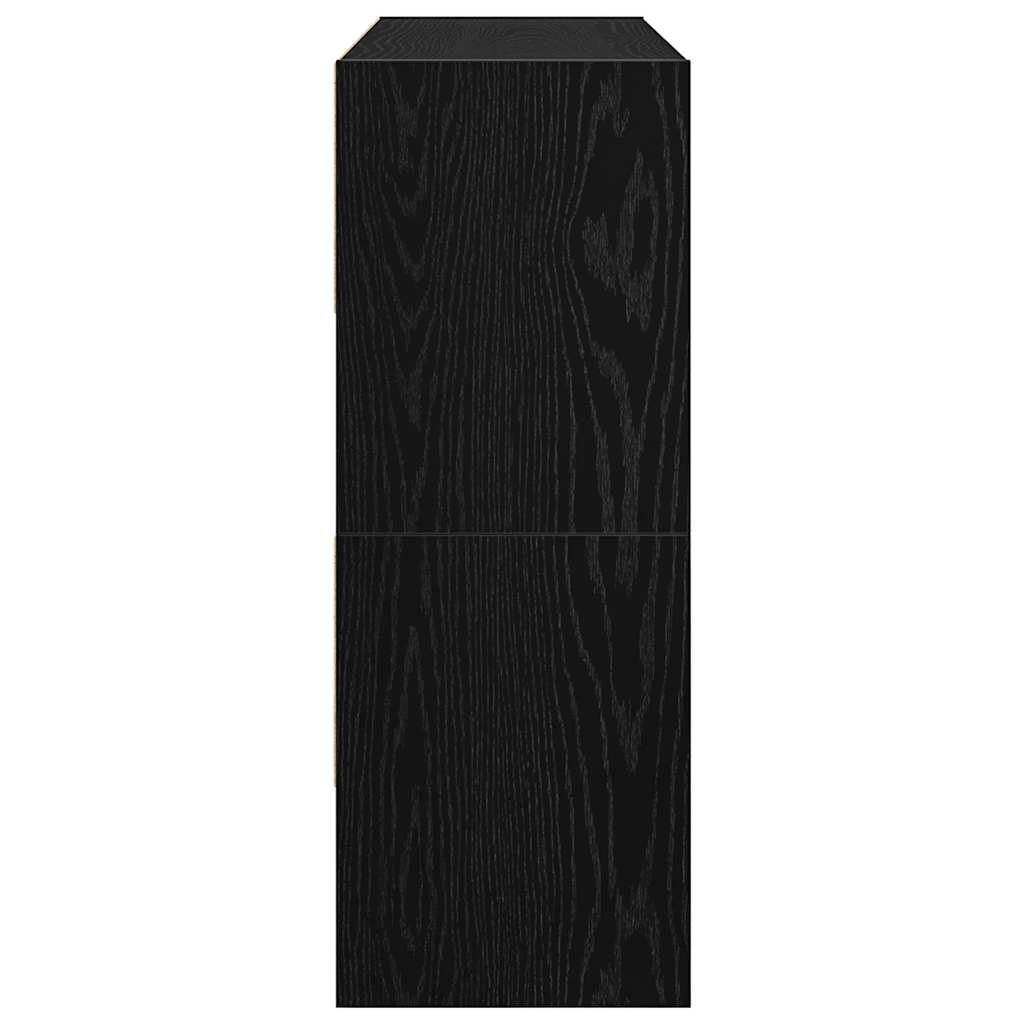 Scarpiere 2 pz Impilabili Rovere Nero 89,5x30x40 cm 858842