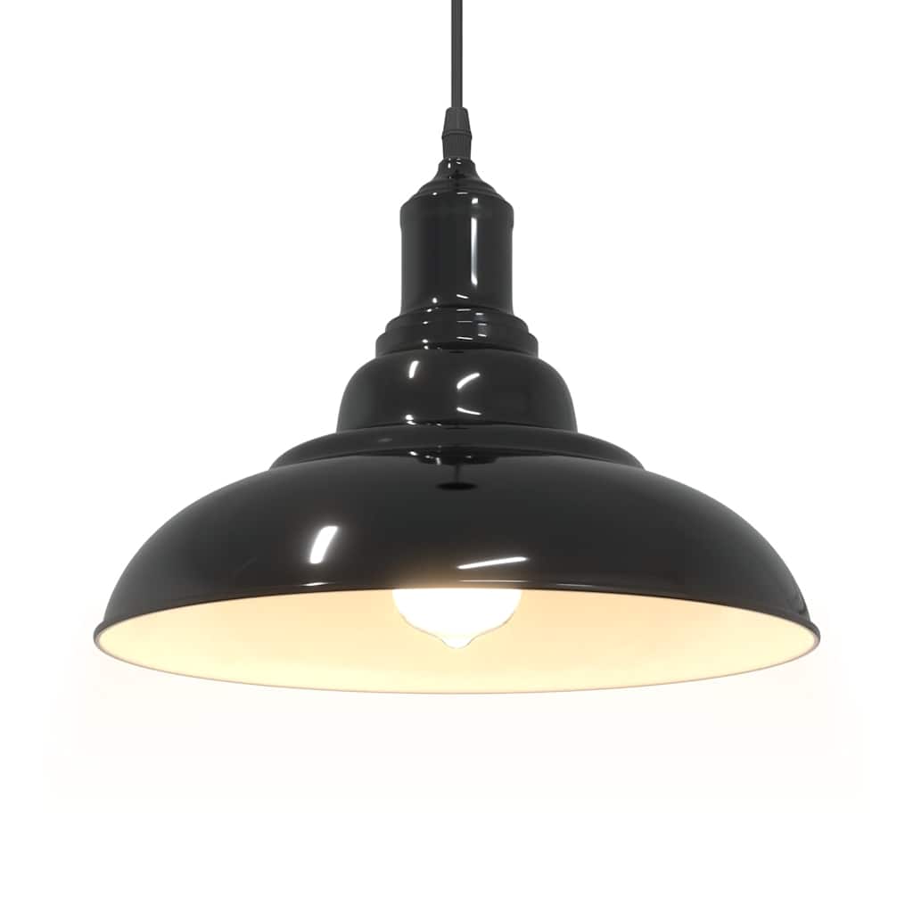 Lampada a Sospensione Regolabile E27 Nero Lucido Ø31 cm Metallo 4103435