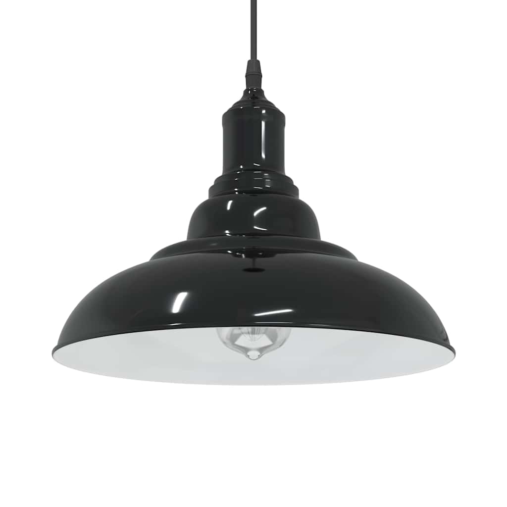 vidaXL Lampada a Sospensione Regolabile E27 Nero Lucido Ø31 cm Metallo