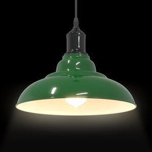 vidaXL Lampada a Sospensione Regolabile E27 Verde Lucido Ø31cm Metallo