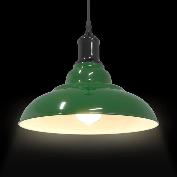 vidaXL Lampada a Sospensione Regolabile E27 Verde Lucido Ø31cm Metallo