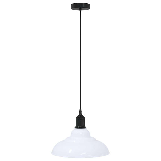 vidaXL Lampada Sospensione Regolabile E27 Bianco Lucido Ø31cm Metallo