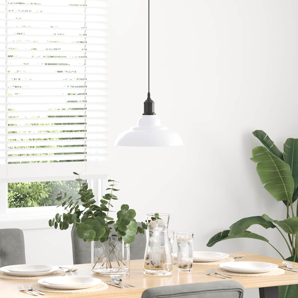 vidaXL Lampada Sospensione Regolabile E27 Bianco Lucido Ø31cm Metallo