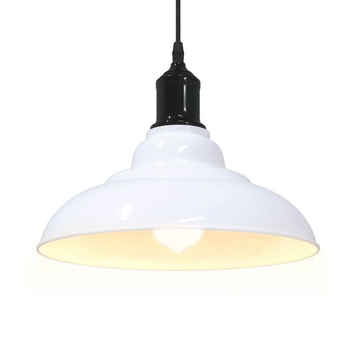 vidaXL Lampada Sospensione Regolabile E27 Bianco Lucido Ø31cm Metallo