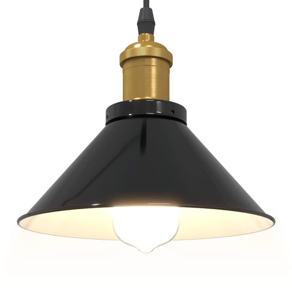 Lampada a Sospensione Regolabile E27 Nero Lucido Ø22 cm Metallo 4103443