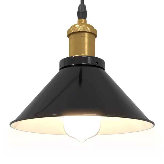 Lampada a Sospensione Regolabile E27 Nero Lucido Ø22 cm Metallo 4103443