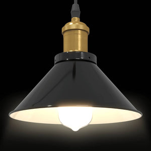 Lampada a Sospensione Regolabile E27 Nero Lucido Ø22 cm Metallo 4103443