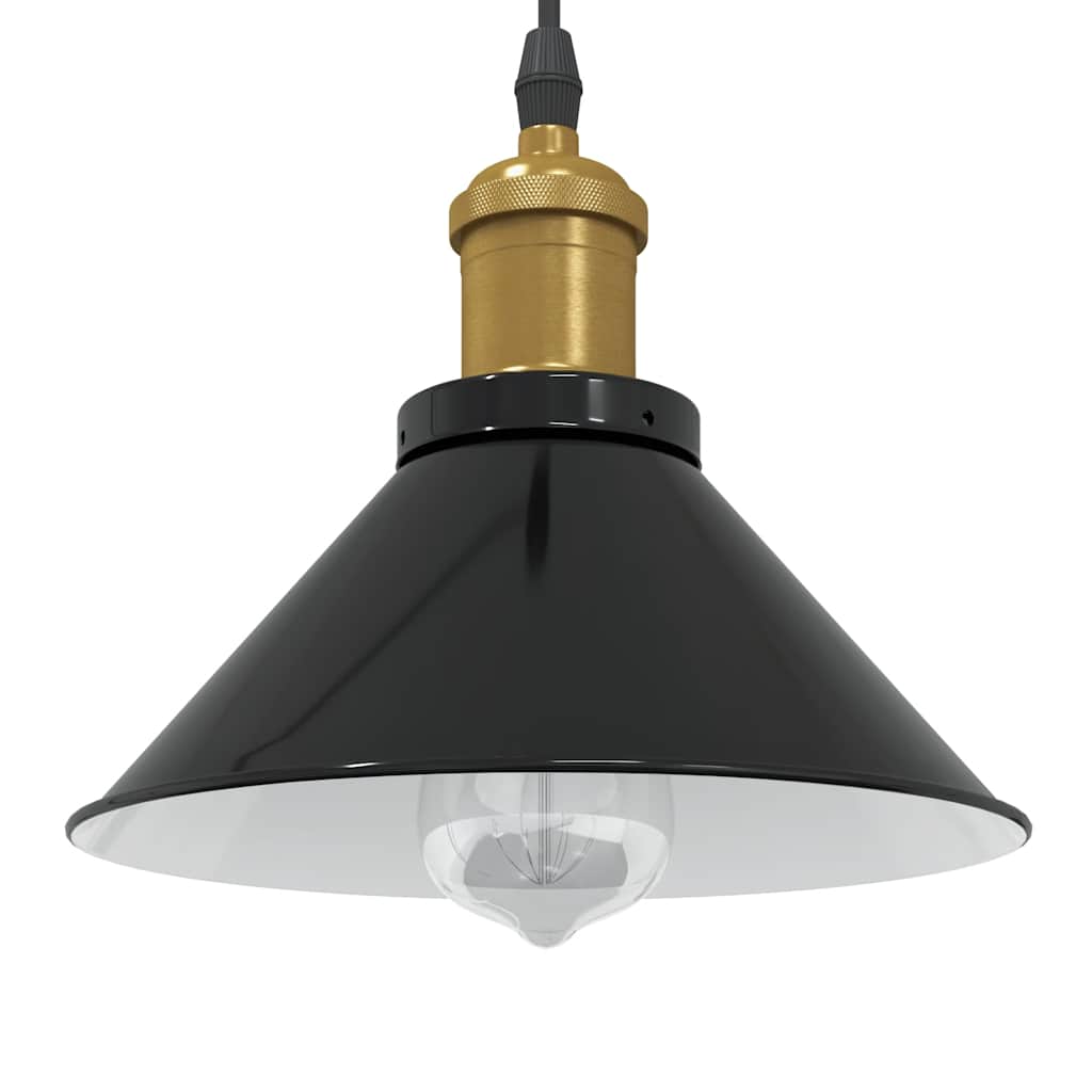 Lampada a Sospensione Regolabile E27 Nero Lucido Ø22 cm Metallo 4103443