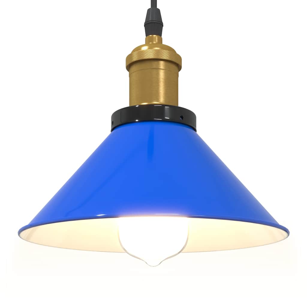 Lampada a Sospensione Regolabile E27 Blu Scuro Ø22 cm Metallo 4103444