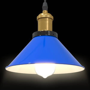 Lampada a Sospensione Regolabile E27 Blu Scuro Ø22 cm Metallo 4103444