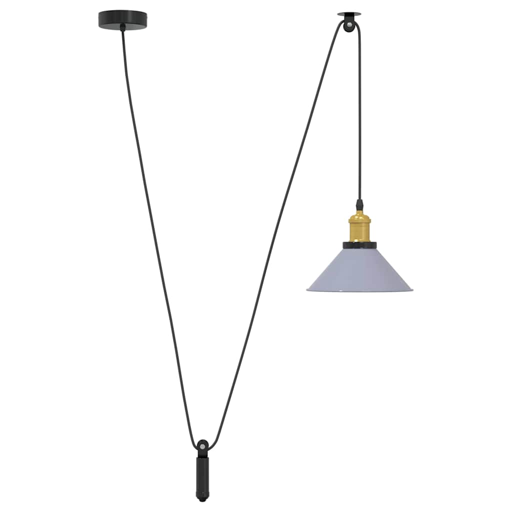 Lampada Sospensione Regolabile E27 Grigio Lucido Ø22 cm Metallo 4103446