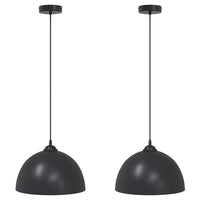 Lampada a Sospensione 2 pz Regolabile E27 Nero Ø 30 cm Metallo 4103451