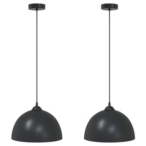 Lampada a Sospensione 2 pz Regolabile E27 Nero Ø 30 cm Metallo 4103451