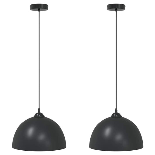 Lampada a Sospensione 2 pz Regolabile E27 Nero Ø 30 cm Metallo 4103451