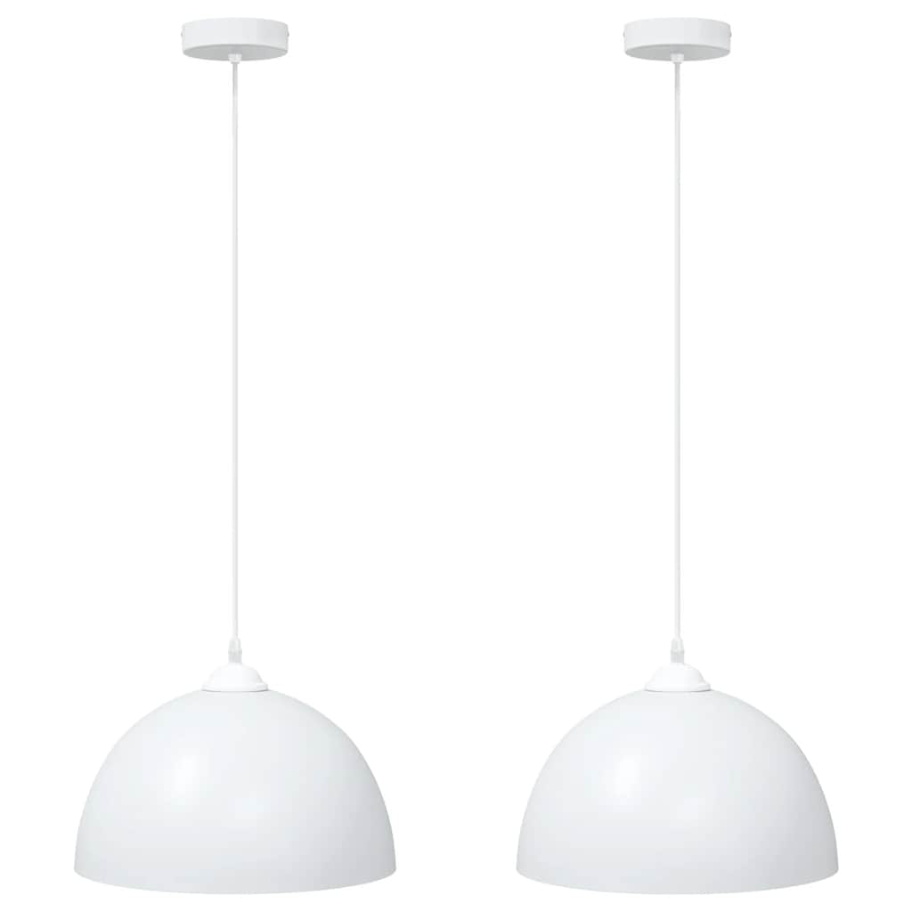Lampada a Sospensione 2 pz Regolabile E27 Bianco Ø 30cm Metallo 4103452