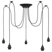 Lampada a Sospensione con 5 Portalampada E27 in Metallo Nero 4103454