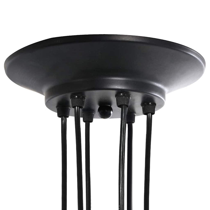 Lampada a Sospensione con 6 Portalampada E27 in Metallo Nero 4103455