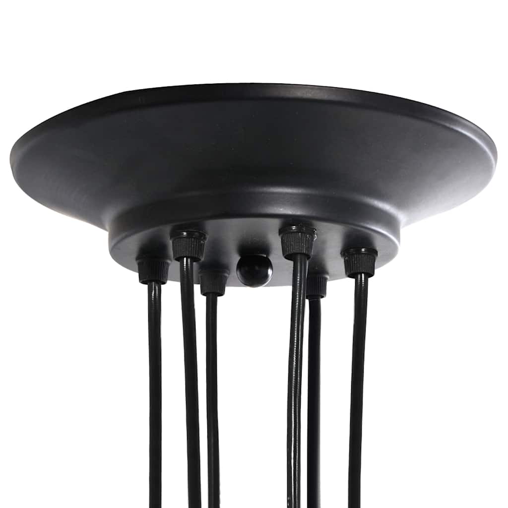 Lampada a Sospensione con 6 Portalampada E27 in Metallo Nero 4103455
