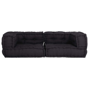 Divano Modulare a 2 Posti-Sofa Modulare-Divanetto Antracite 140x70x36 in Tessuto