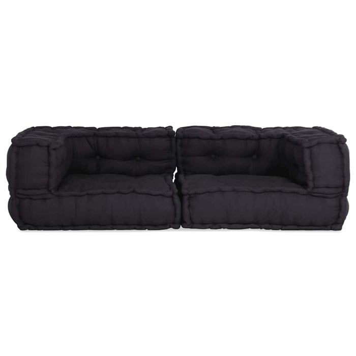 Divano Modulare a 2 Posti-Sofa Modulare-Divanetto Antracite 140x70x36 in Tessuto