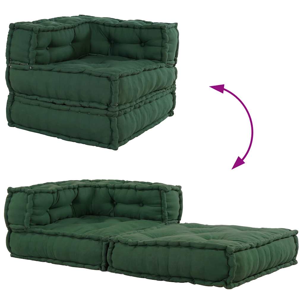 vidaXL Pouf Modulare Verde 70x70x54 in Tessuto