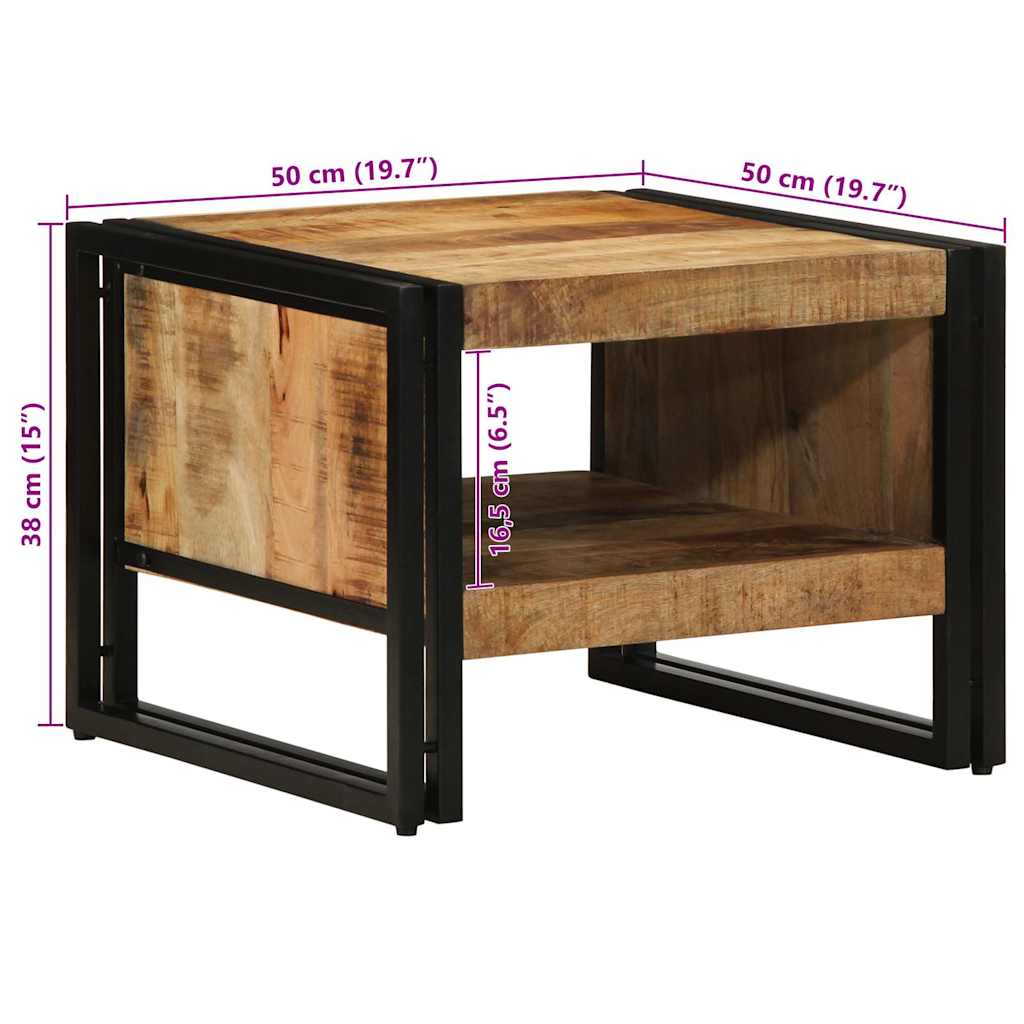 Tavolino da Salotto 50x50x38 cm Legno Massello di Mango Grezzo 4102712