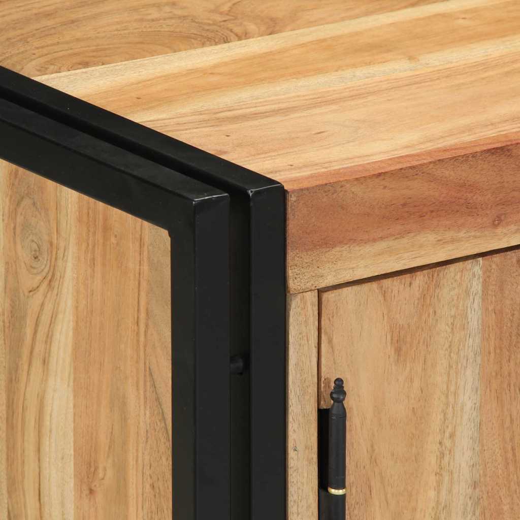 Armadio per Scarpe con porta Nero Legno massello di acacia 4102749