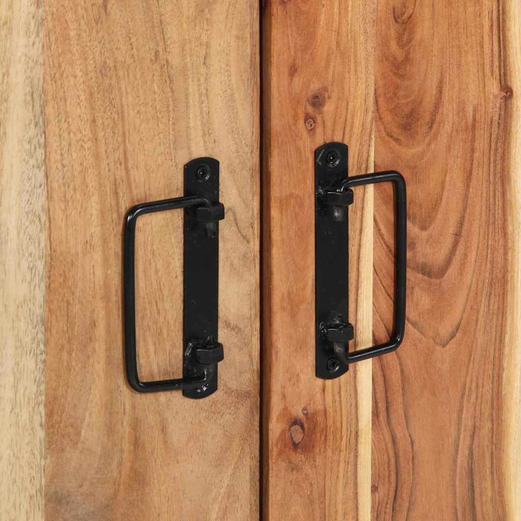 Armadio per Scarpe con porta Nero Legno massello di acacia 4102749