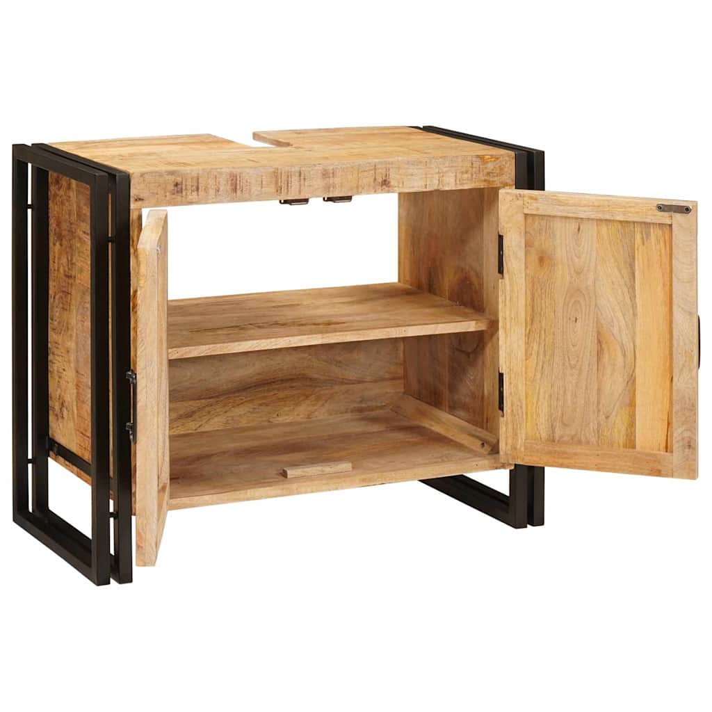 Mobile sottolavabo con porta Legno massello di mango e ferro 4102766