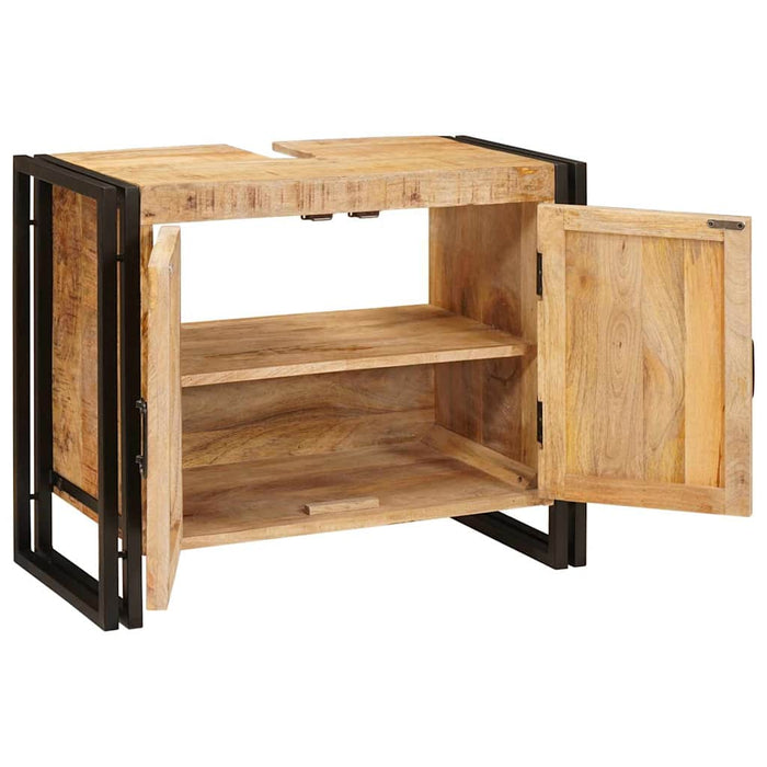Mobile sottolavabo con porta Legno massello di mango e ferro 4102766